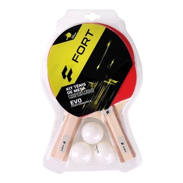 Kit Tênis de Mesa Fort Evo 2 Estrelas 2 Raquetes + 3 Bolas + Suporte e Rede