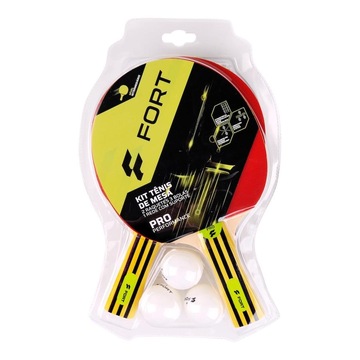 Kit Tênis de Mesa Fort Pro 2 Estrelas 2 Raquetes + 3 Bolas + Suporte e Rede