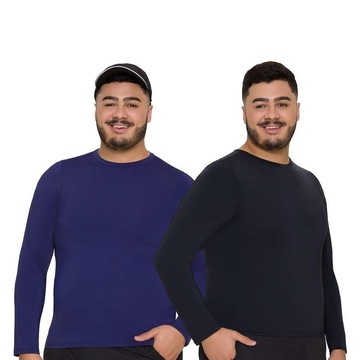 Kit Camisas Térmicas Manga Longa Selene Proteção Uv Plus Size - Masculina - 2 Unidades