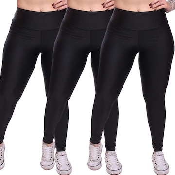 Kit Calças Legging Dellas Fit Trilobal Cirre Proteção Uv Academia Treino - 3 Unidades - Feminina