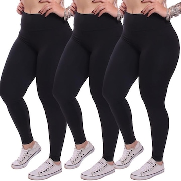 Kit Calças Legging Dellas Fit Zero Transparência Proteção Uv Academia Treino - 3 Unidades - Feminina