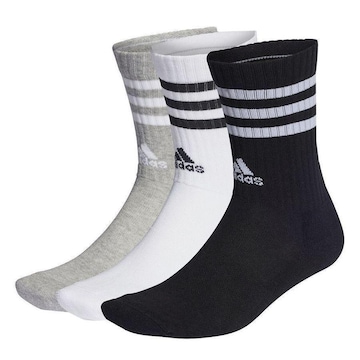 Kit Meia Cano Alto adidas 3 Listras - 3 Pares - Adulto