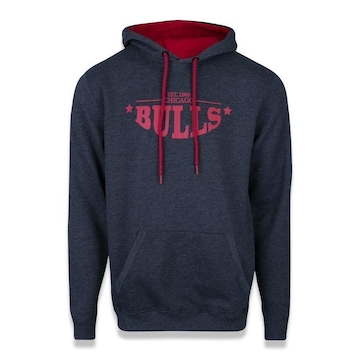 Blusão de Moletom com Capuz New Era Chicago Bulls NBA Convex Letter - Masculino