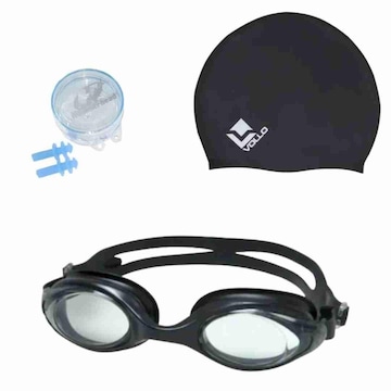 Kit Óculos de Natação Vollo Essential + Touca Vollo Swim Cap + Protetor - Adulto