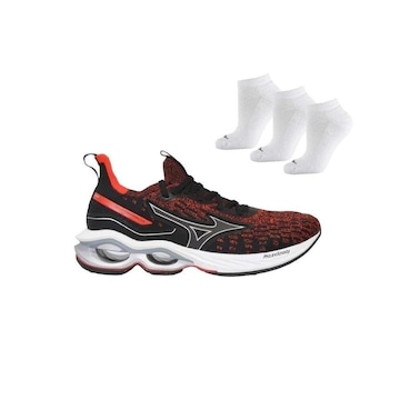 Tênis Mizuno Wave Creation 23 Waveknit + 3 Pares de Meias - Masculino