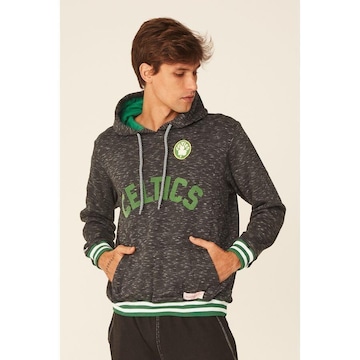 Blusão de Moletom Mitchell & Ness Fechado com Capuz Boston Celtics - Masculino