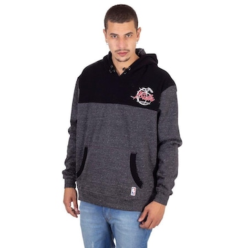 Blusão de Moletom Com Capuz NBA Plus Size Fechado Chicago Bulls Preto - Masculina