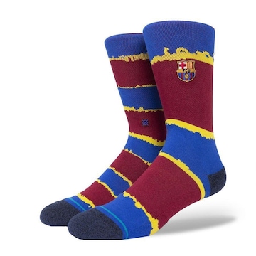 Meia Cano Alto Stance Fcb Stripe Barcelona - Adulto