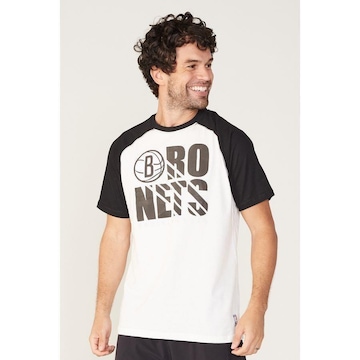 Camiseta Nba Raglan Estampada Brooklyn Nets - Masculina