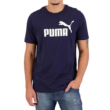 Camiseta Puma Ess Logo Peacoat - Masculina