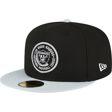 Boné Aba Reta New Era 59Fifty Fitted Las Vegas Raiders Sideline 2023 Team Patch - Fechado - Masculino