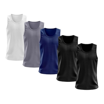 Kit Camisetas Regata Dellas Fit Lisa Básica Dry - Masculina - 5 Unidades