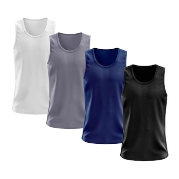 Kit Camisetas Regata Dellas Fit Lisa Básica Dry - Masculina - 4 Unidades