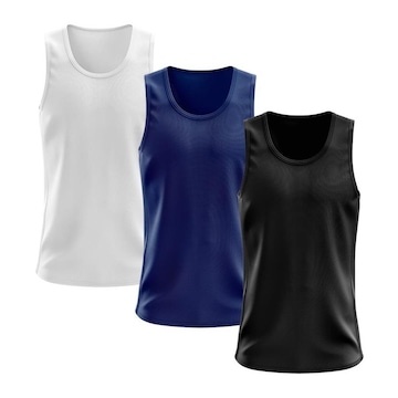 Kit Camisetas Regata Dellas Fit Lisa Básica Dry - Masculina - 3 Unidades