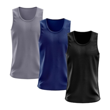 Kit Camisetas Regata Dellas Fit Lisa Básica Dry - Masculina - 3 Unidades