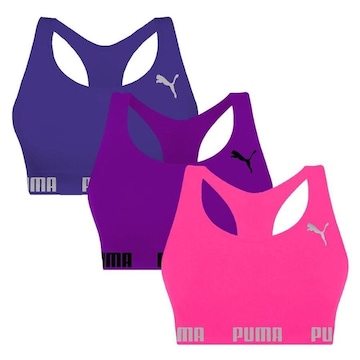 Kit Tops Puma Nadador sem Costura - 3 Unidades - Feminino