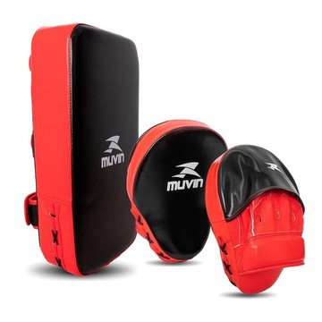 Kit de Lutas Muvin: Luvas de Foco + Aparador de Chute Standart - 35cmx1cm + Manopla - Adulto