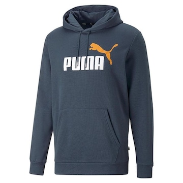 Blusão de Moletom com Capuz Puma Canguru Ess+ 2 Col Big Logo Dark Night - Masculino