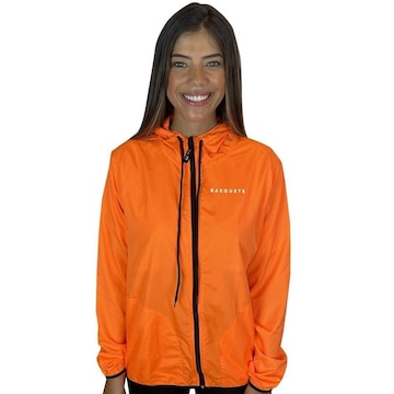 Jaqueta Corta Vento Light Feminino Laranja Wss Basquete com Capuz