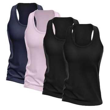 Kit Camisetas Regata Nadador Dellas Fit Dry - Feminina - 4 Unidades