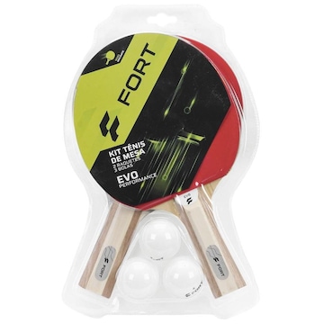 Kit de Tênis de Mesa Fort Evo: 2 Raquetes 1 Estrela + 3 Bolas