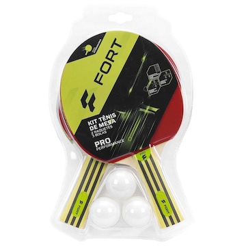 Kit de Tênis de Mesa Fort Pro: 2 Raquetes 1 Estrela + 3 Bolas