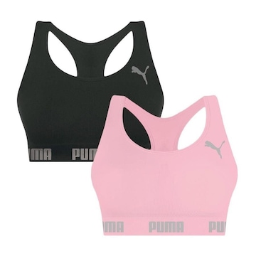 Kit Tops Fitness sem Bojo Puma Nadador sem Costura - 2 Unidades - Feminino