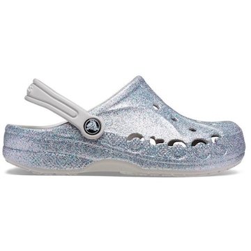 Sandália Crocs Baya Glitter Clog K Silver - Feminino