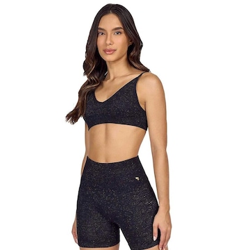 Top Fitness com Bojo Alto Giro Lurex - Feminino