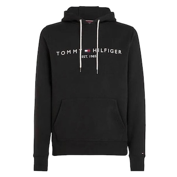 Blusão de Moletom com Capuz Tommy Hilfiger Canguru Logo Hoody - Masculino