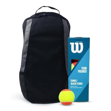Kit de Beach Tennis: 3 Bolas Wilson + 1 Raqueteira Pista e Campo