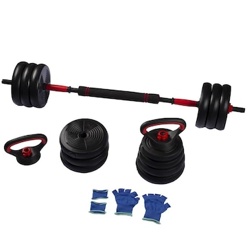 Halteres Ajustável 6 em 1 Peso Musculação Até 40Kg