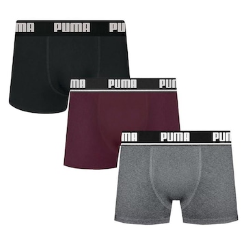 Cueca Boxer Puma Cotton - 3 unidades - Adulto