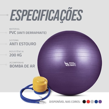 Kit de Treino Pista e Campo Fit com Gym Ball - 65cm + Colchonete 95x44x3cm + Bomba