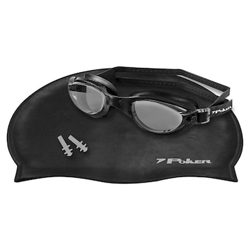 Kit de Natação Poker Navagio com Óculos + Touca + Protetor de Ouvido - Adulto