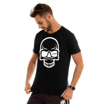 Camiseta Kvra Skull Contrast - Masculina