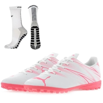 Chuteira Society Puma Attacanto Tt + Meia Antiderrapante - Adulto
