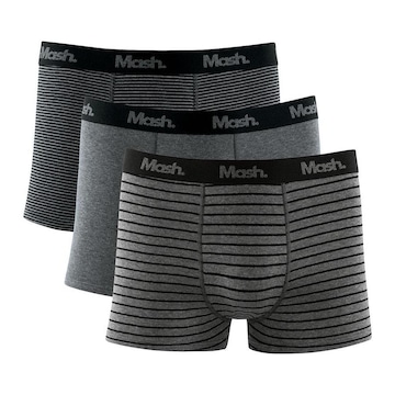 Kit de Cuecas Boxer Mash Cotton Listras - Adulto - 3 Unidades