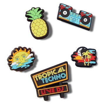 Jibbitz Crocs Tropical Techno Dj Pack com 5 Peças Único