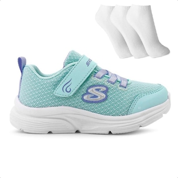 Tênis Skechers Wavy Lites Blissfully Free + 3 Pares de Meias - Infantil