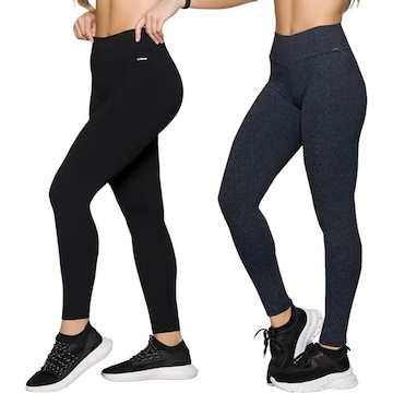 Kit Calças Leggings Selene sem Costura - Feminina - 2 unidades