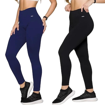 Kit Calças Leggings Selene sem Costura - Feminina - 2 unidades