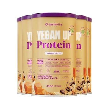 Kit Vegan Up Protein Sanavita - Caramel Coffee - 450g - 5 unidades