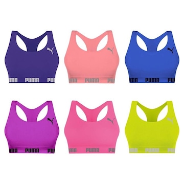 Kit Top Puma Nadador sem Costura - 6 Unidades - Feminino