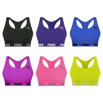 Kit Top Puma Nadador sem Costura - 6 Unidades - Feminino