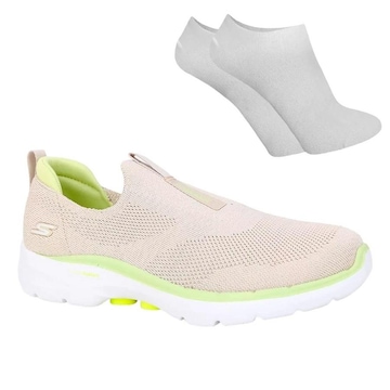 Kit Tênis Skechers Go Walk 6 - Feminino + Par de Meia