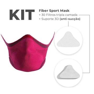 Kit Máscara Fiber: 1 Máscara + 30 Filtros + 1 Suporte Knit Sport - Adulto