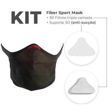 Kit Máscara Fiber: 1 Máscara + 30 Filtros + 1 Suporte Knit Sport - Adulto