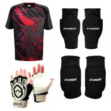 Kit de Goleiro: Camisa StarSide + Luvas + Joelheira + Cotoveleira - Adulto