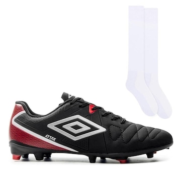 Chuteira de Campo Umbro Attak Eternal + Meião Color Sports de Futebol - Adulto